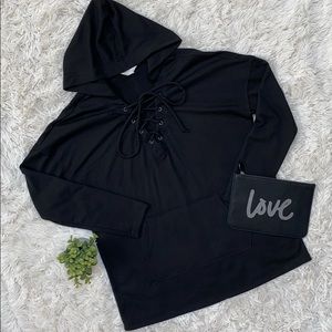 Caslon Lace Up Hoodie 💗 Black